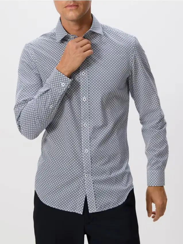 Camicia slim fit in cotone egiziano - blu scuro