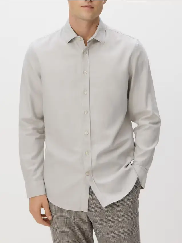 Camicia slim fit in cotone egiziano - grigio chiaro