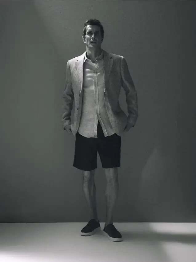 Camicia slim fit in lino - beige