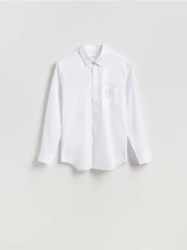 Camicia slim fit in misto cotone - bianco