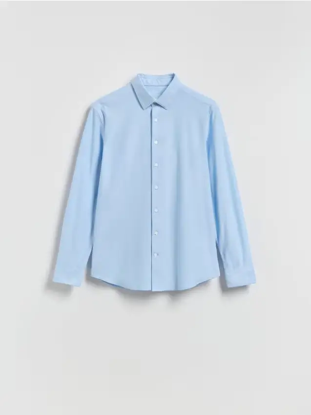 Camicia slim fit in misto cotone - blu pallido