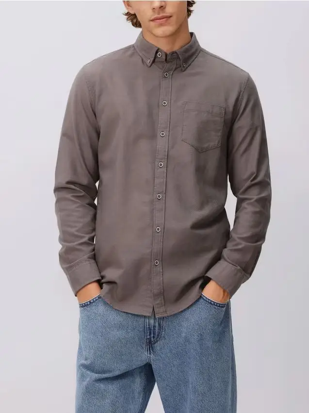 Reserved Camicia slim fit in misto cotone - caffè