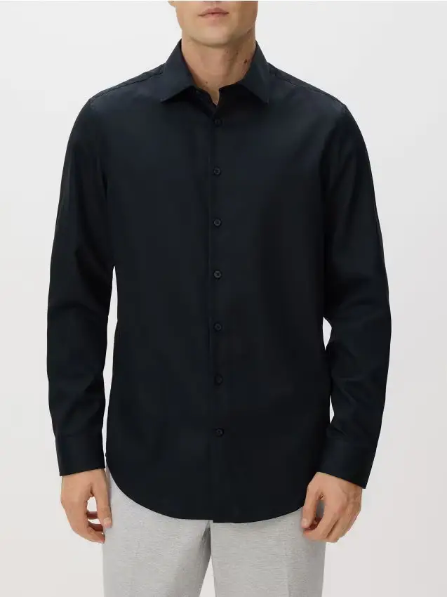 Camicia slim fit in misto cotone - nero