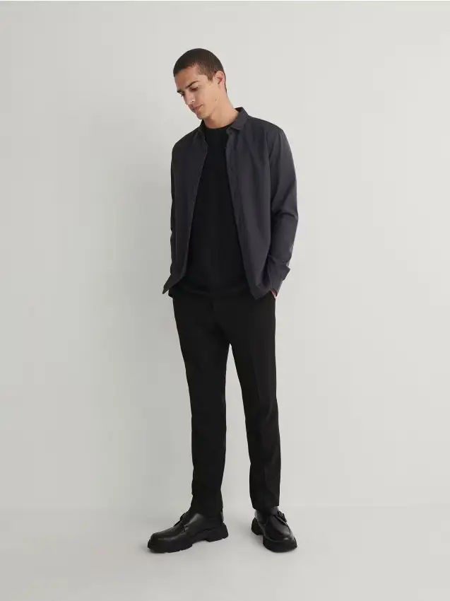 Camicia slim-fit in misto lyocell - antracite