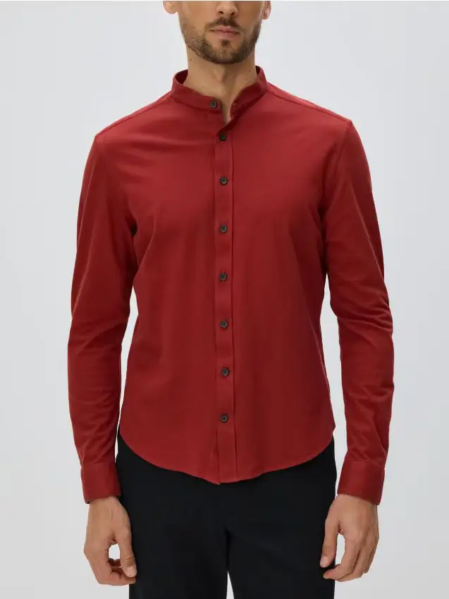 Camicia super slim in cotone egiziano - carminio