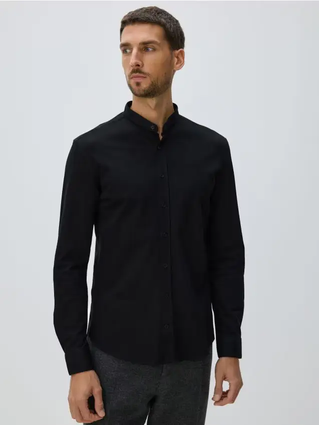 Camicia super slim in cotone egiziano - nero