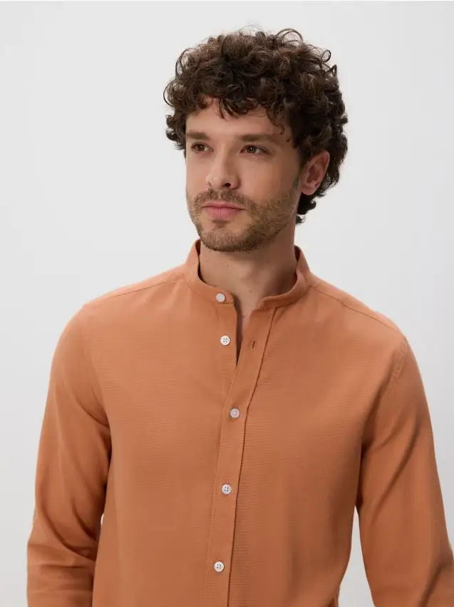 Camicia super slim in cotone egiziano - pesca