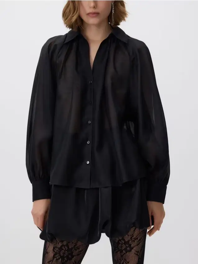 Camicia trasparente - nero