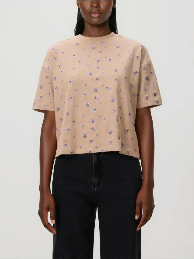 Camiseta con bordado - beige