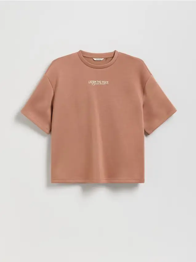 Camiseta con bordado - caffè