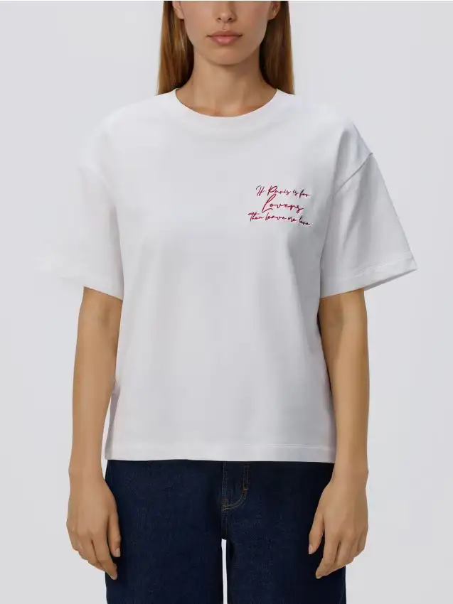 Camiseta con bordado - panna