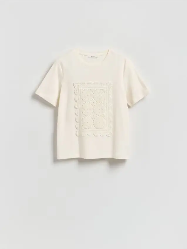 Camiseta con bordado - panna