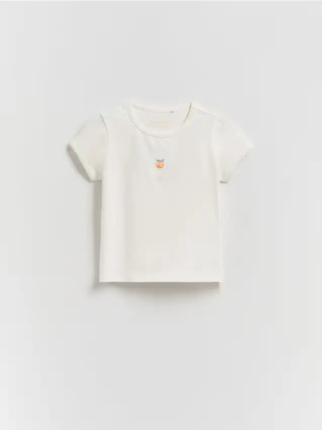 Camiseta con bordado - panna