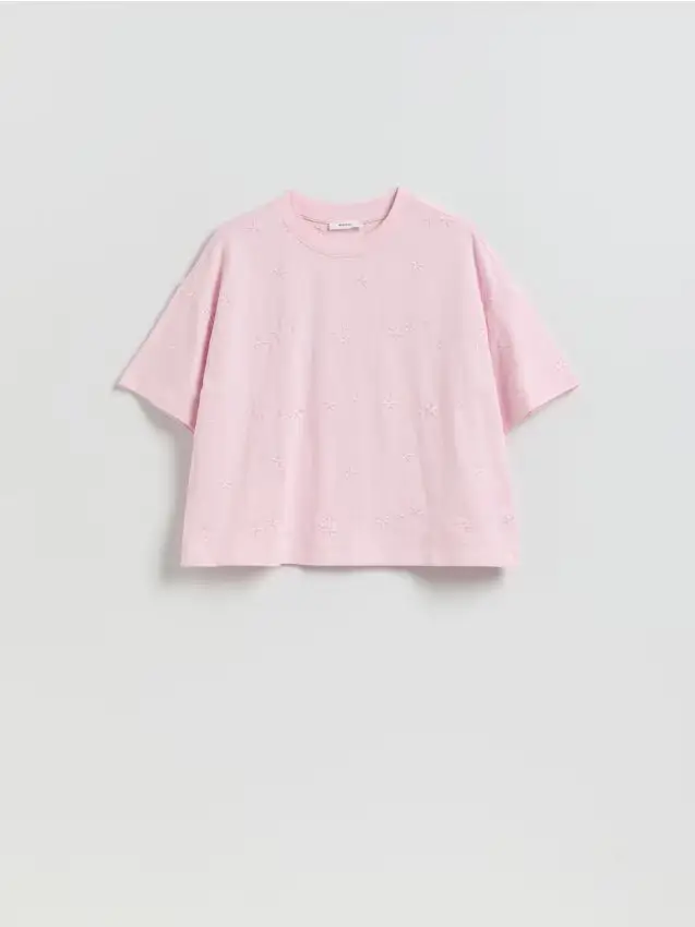 Camiseta con bordado - rosa pastello