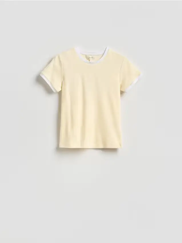Camiseta con bordino a contrasto - giallo chiaro