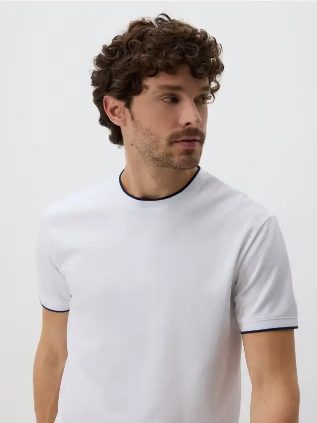 Camiseta regular fit con cotone mercerizzato - bianco
