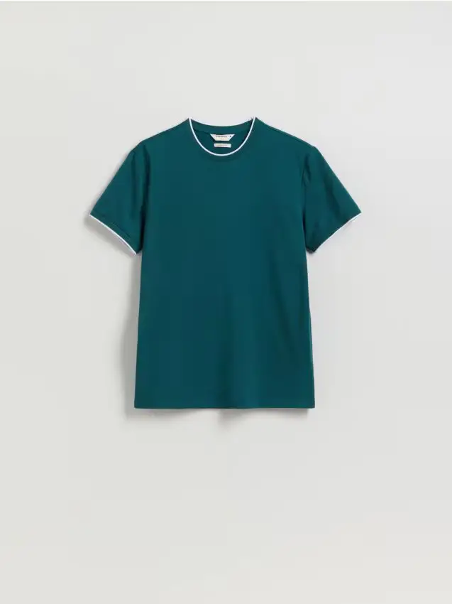 Camiseta regular fit con cotone mercerizzato - verde acciaio