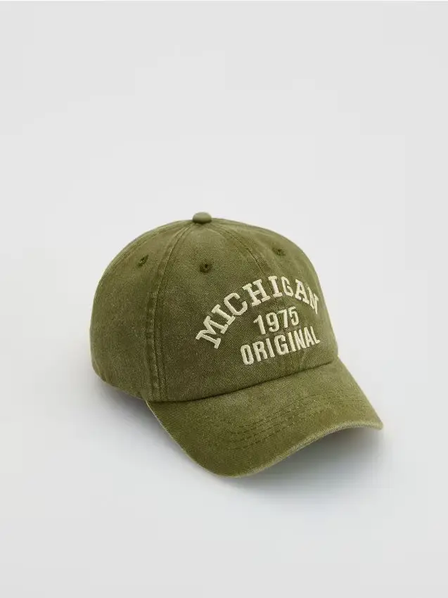 Cappellino in cotone con visiera - verde-marrone