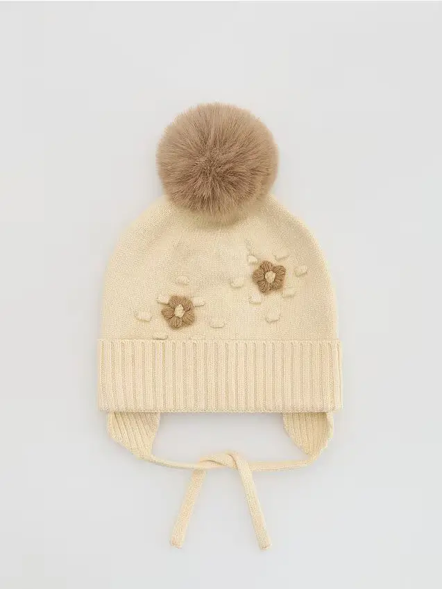 Cappello con visiera e ricamo - beige
