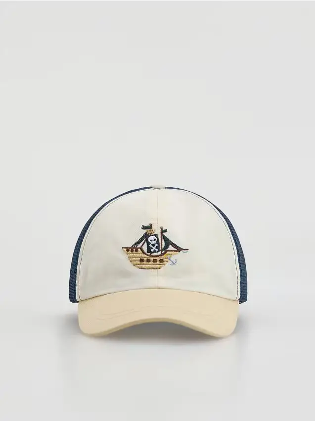 Cappello con visiera e ricamo - multicolore