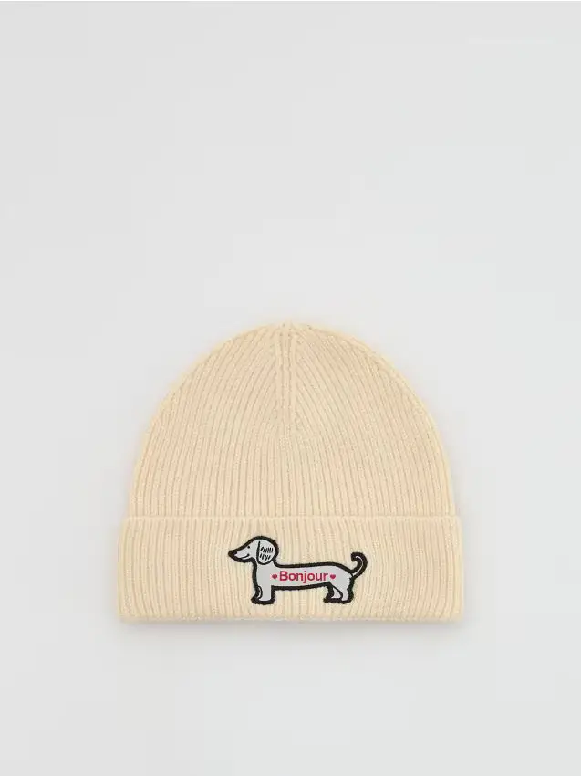 Cappello con visiera e ricamo - nude