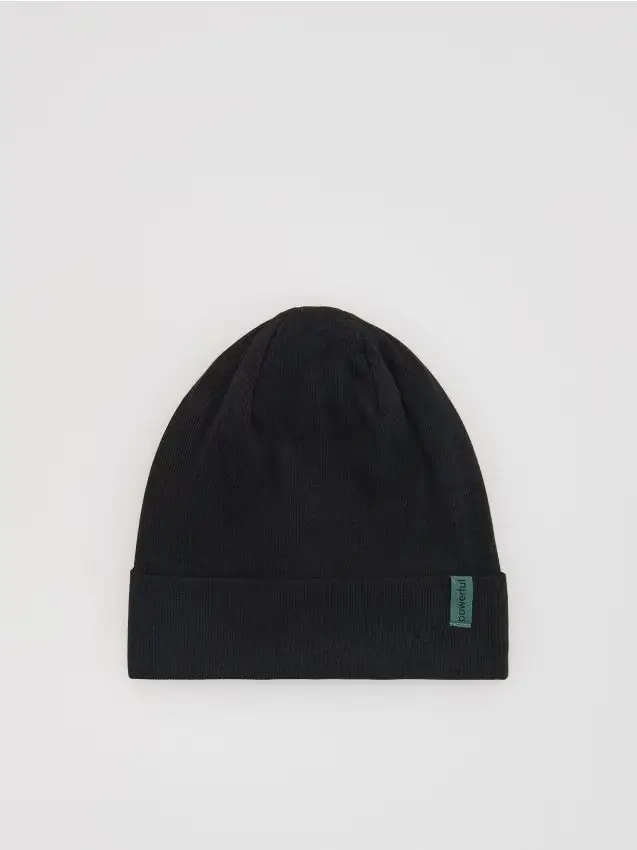 Cappello in cotone con toppa - nero