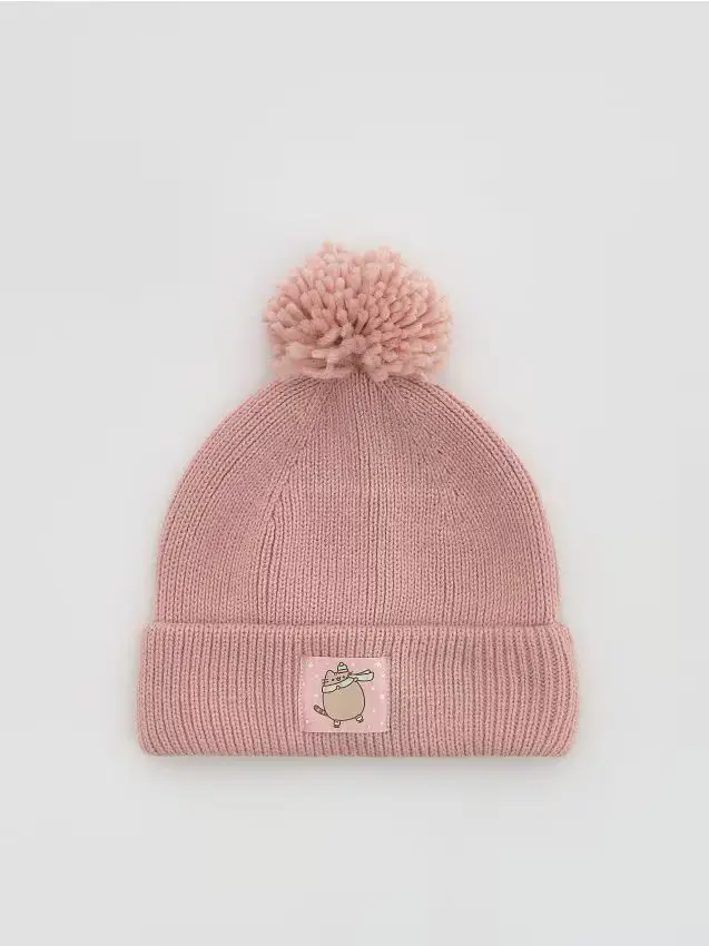 Cappello lavorato a maglia Pusheen - rosa cipria