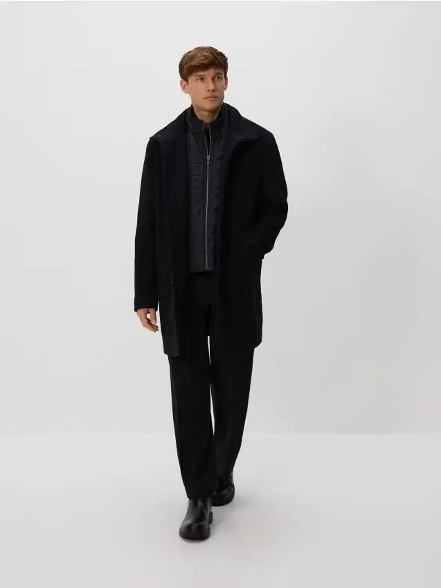 Cappotto classico in lana - nero