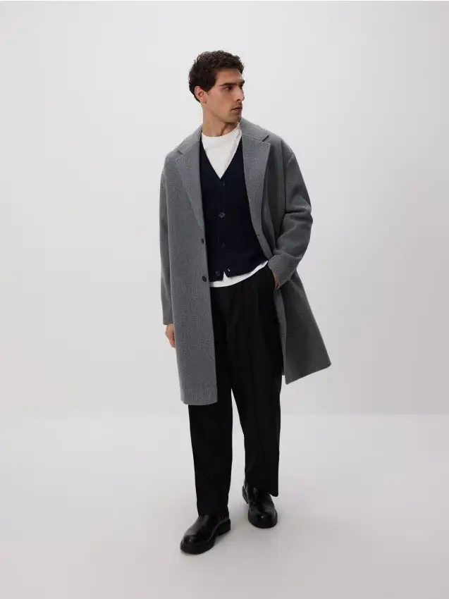 Cappotto con collo - grigio chiaro