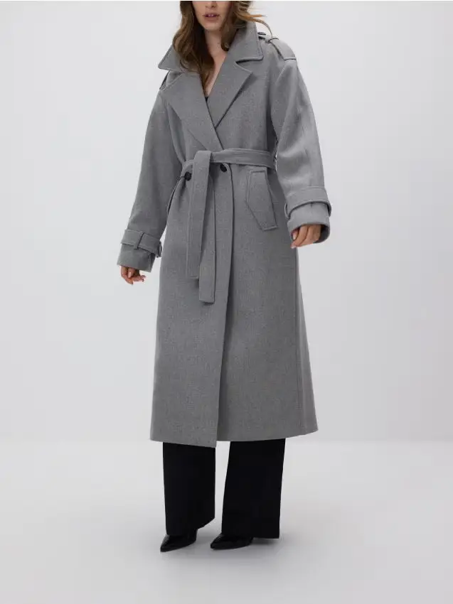 Cappotto doppiopetto in misto lana - grigio medio