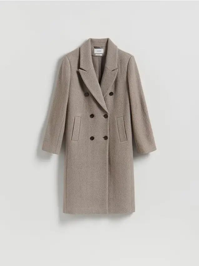 Cappotto doppiopetto in misto lana - talpa