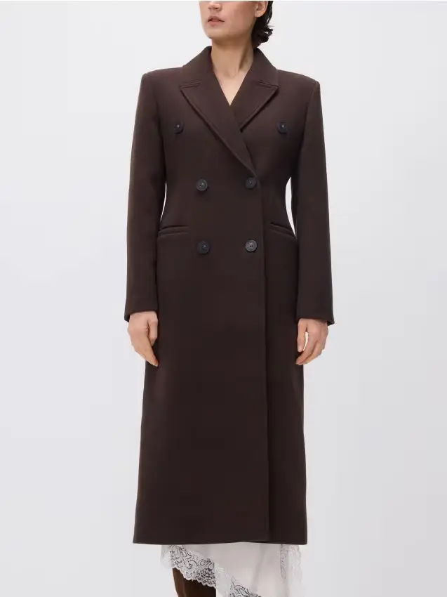 Cappotto doppiopetto sfiancato - marrone scuro