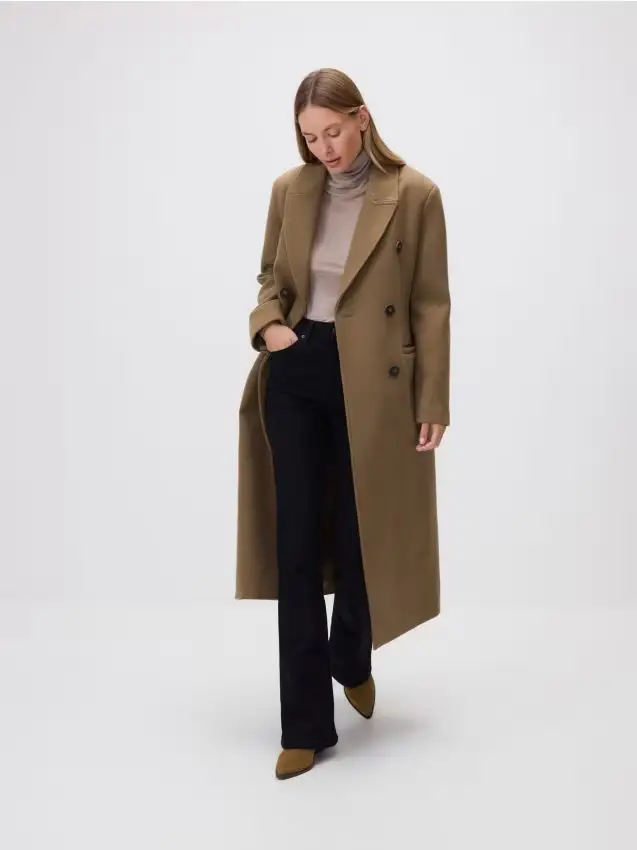 Cappotto doppiopetto sfiancato - verde oliva