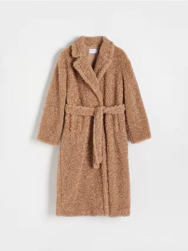 Cappotto in eco pelle d agnello - marrone dorato