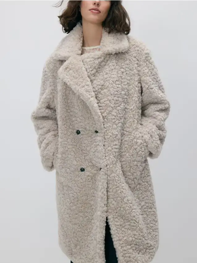 Cappotto in finta montone - beige