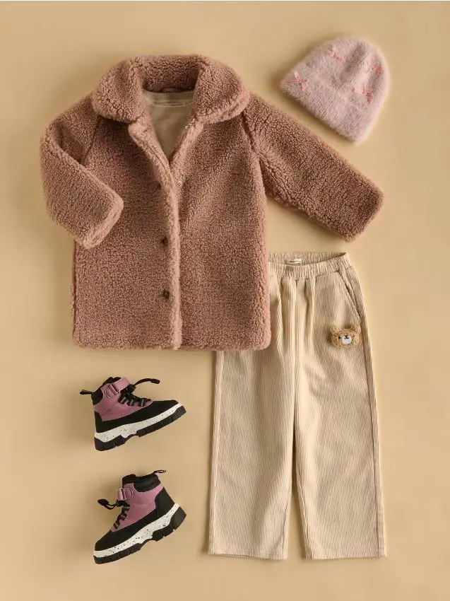 Cappotto in finta montone - rosa cipria