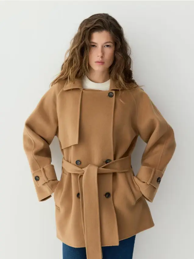 Cappotto in lana fatto a mano - marrone dorato