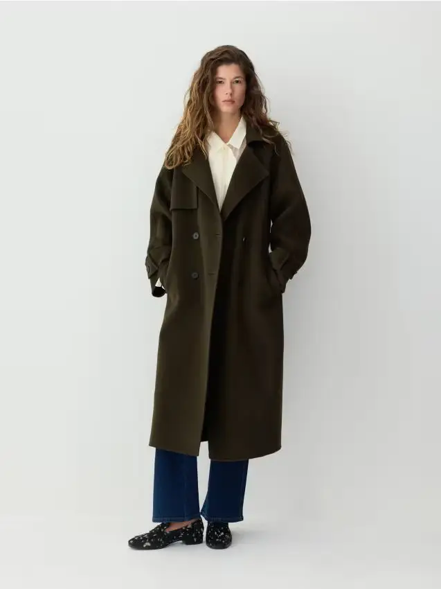 Cappotto in lana fatto a mano - verde scuro