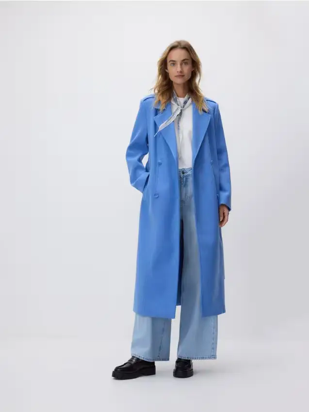 Cappotto in misto lana - blu pallido