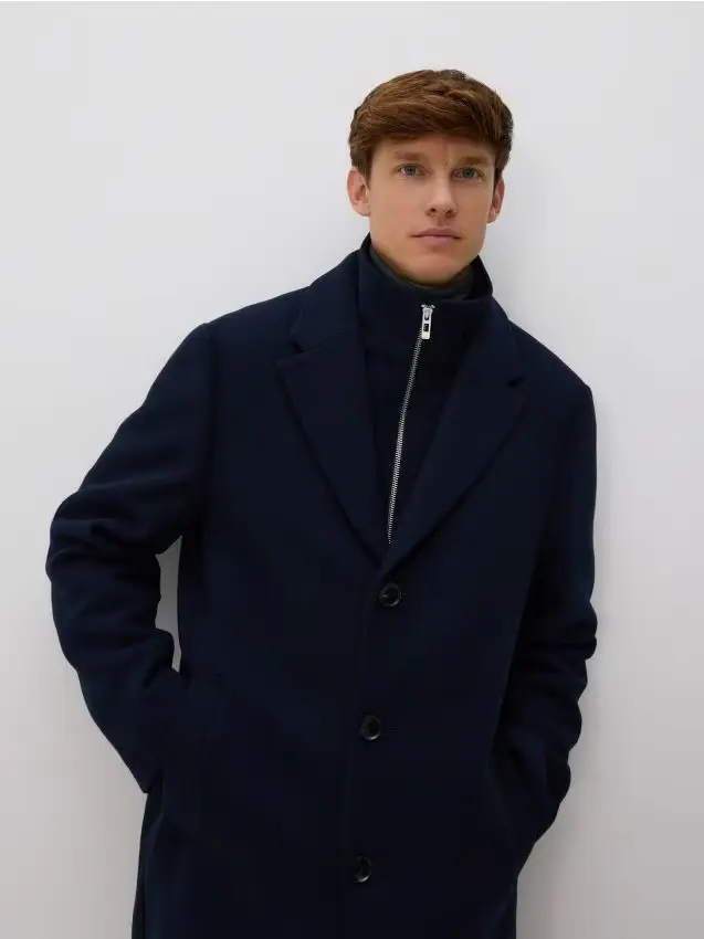 Cappotto in misto lana - blu scuro