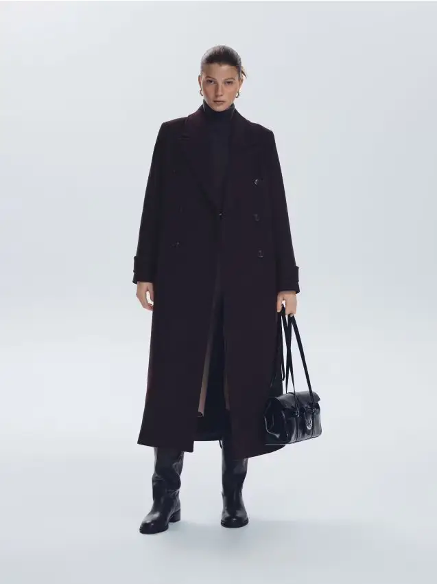 Cappotto in misto lana - bordeaux