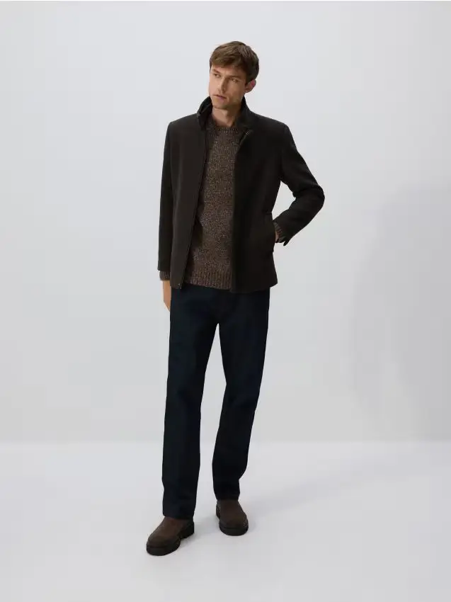 Cappotto in misto lana - marrone