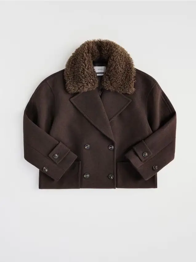 Cappotto in misto lana - marrone scuro