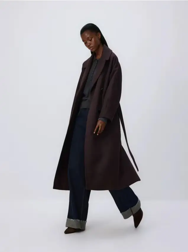 Cappotto in misto lana - marrone scuro