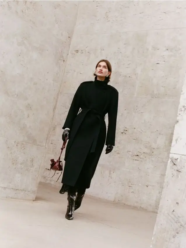 Cappotto in misto lana - nero