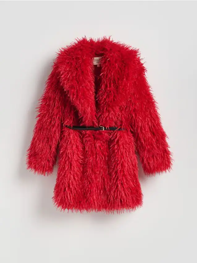 Cappotto in similpelliccia - rosso
