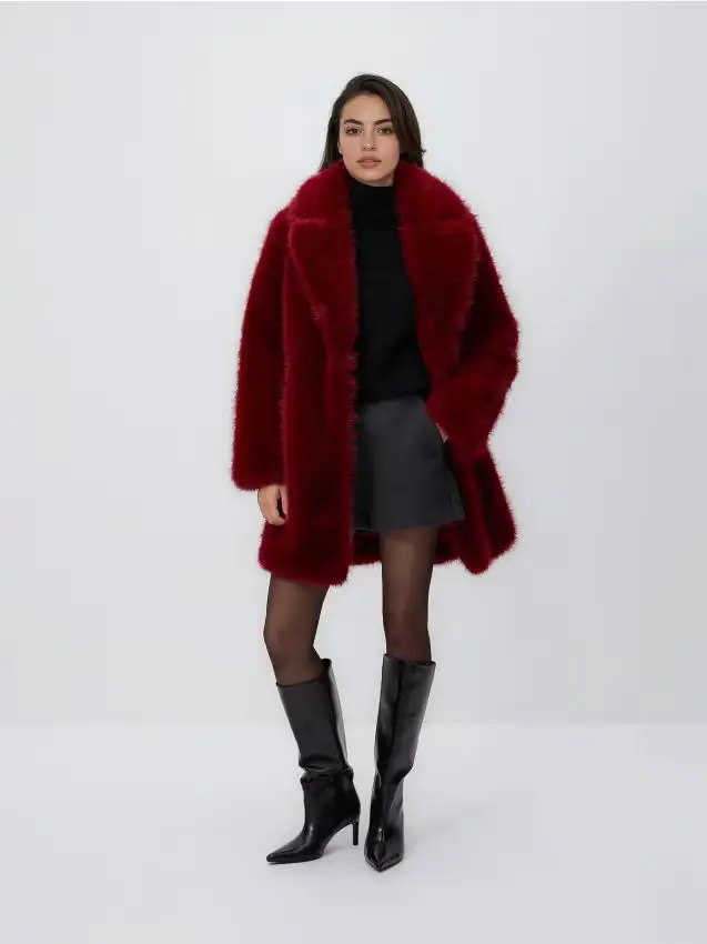 Cappotto in similpelliccia - rosso