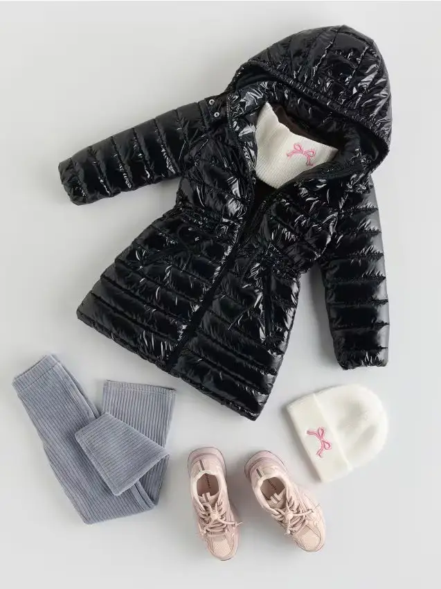 Cappotto lucido trapuntato - nero