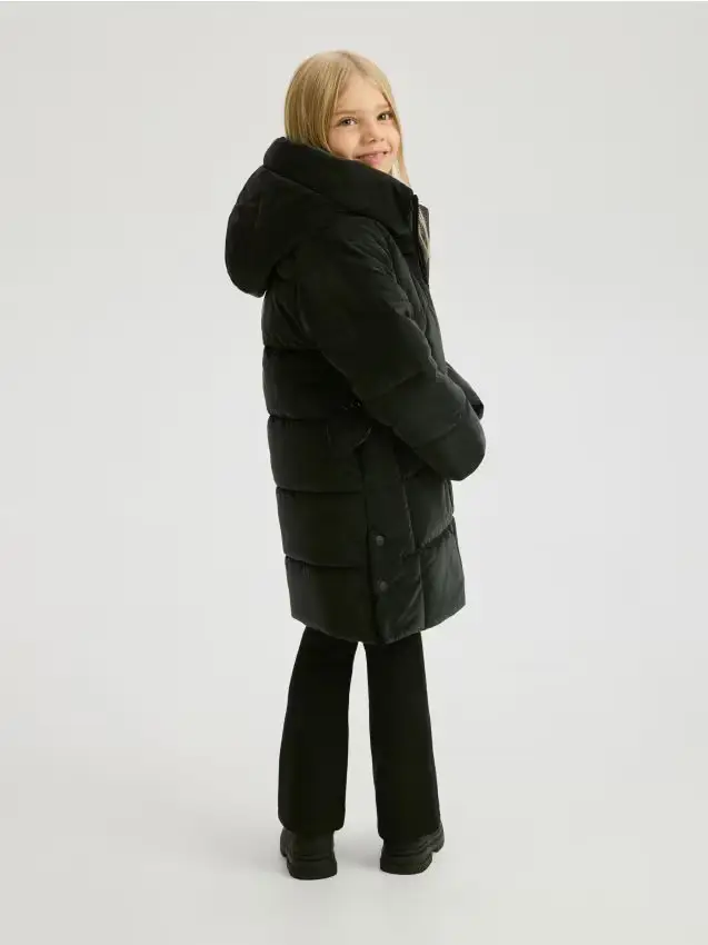 Cappotto lucido trapuntato - nero