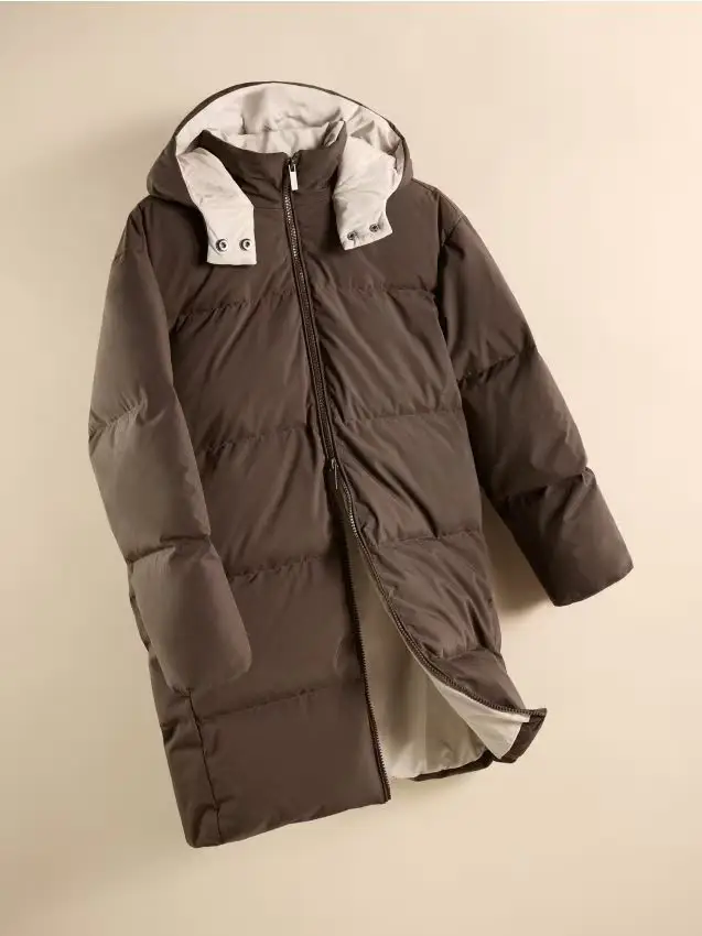 Cappotto lungo con piumino - marrone scuro